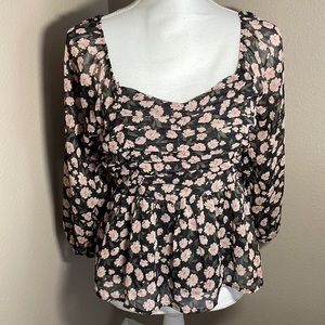 Blush pink flowered blouse
